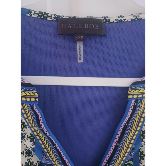 Hale Bob Dress Blue Multicolor XXS Long Sleeve Knee Length Resort Wear Florida - Picture 3 of 5